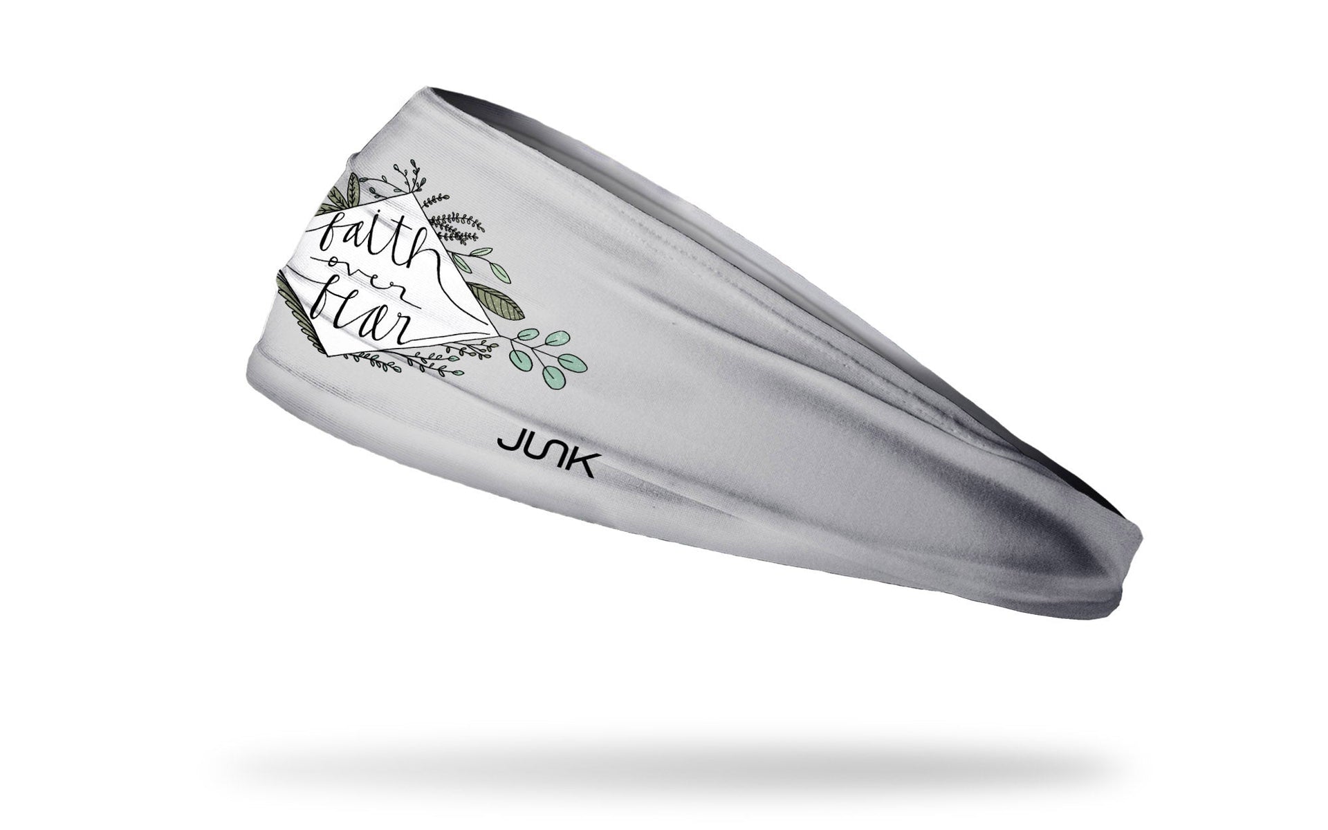JUNK Athlete Christine Kole headband collection faith over fear wordmark
